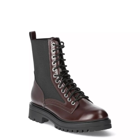 No Boundaries Shoes - No Boundaries Women  Combat Boot, Burgundy Ankle-High,Medium Width, Size 10